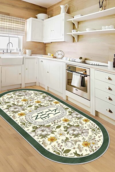 Confidence Home Makinede Yıkanabilir Kaymaz Taban Leke Tutmaz Yeşil Mutfak Ha...