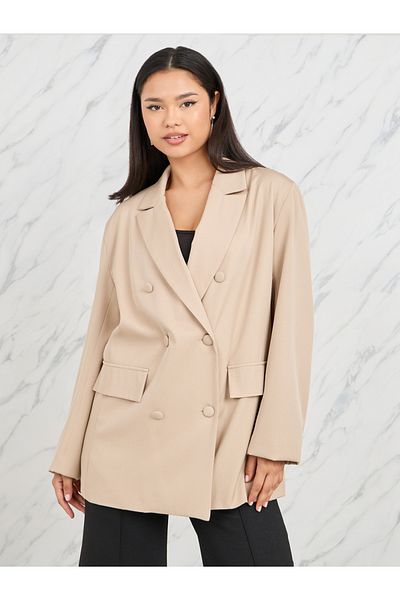 Styli Oversized Double Breasted Longline Blazer