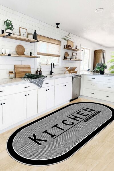 Confidence Home Makinede Yıkanabilir Kaymaz Taban Leke Tutmaz Gri Oval Mutfak...