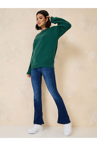 Styli Oversized Sweater With Cable Knit Sleeves