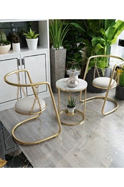 gzm mobilya Sandalye Takım Metal Gold