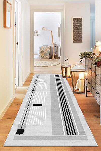 Lavita Home سجادة غرفة المعيشة مخططة باللون الرمادي وقابلة للغسل في الغسالة و...