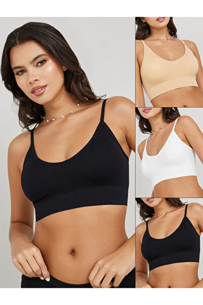 Styli حزمة من 3 قطع - قميص قصير بدون خياطة مبطن