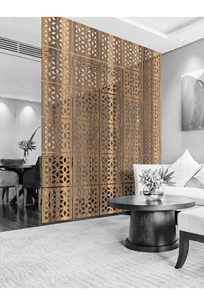 standarts Makta ® Lazer Kesim Sarkıt Paravan, Ahşap Seperatör, Oda Bölücü 4'lü Panel Levha Seti