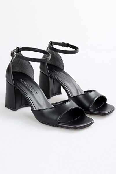 Shoeberry Sarge Black Leather Heeled Women's Shoes