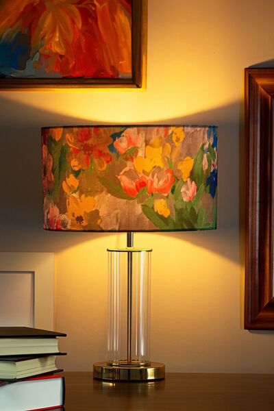 Vinner Nuuk Noa Gold Kaplama Detaylı Modern Cam Abajur - Violet Desenli