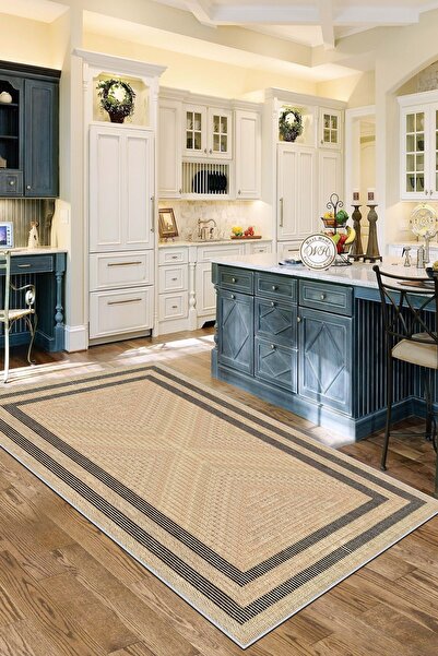 Lavita Home Makinede Yıkanabilir Kaymaz Taban Leke Tutmaz Bej Salon Halısı Mu...