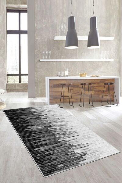 Lavita Home Dijital Baskı Yıkanabilir Kaymaz Gri Salon Halısı Mutfak Halısı Y...
