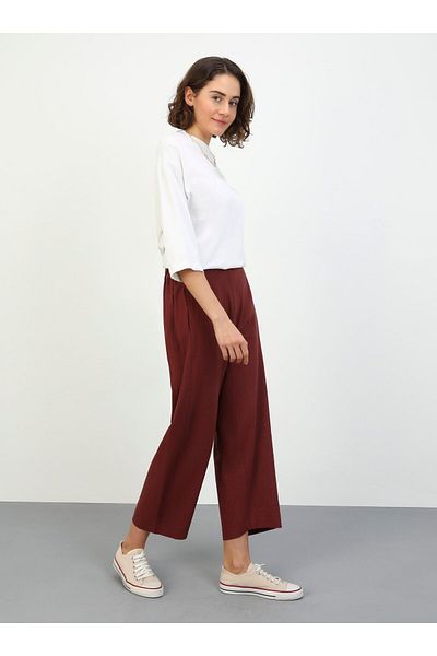 Benin Benin Brown Linen Trousers - Comfortable Fit