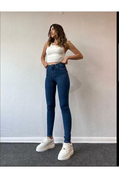 geenz manifacture Clody Blue Skinny Jean - Pantaloni Power Lycra pentru damă