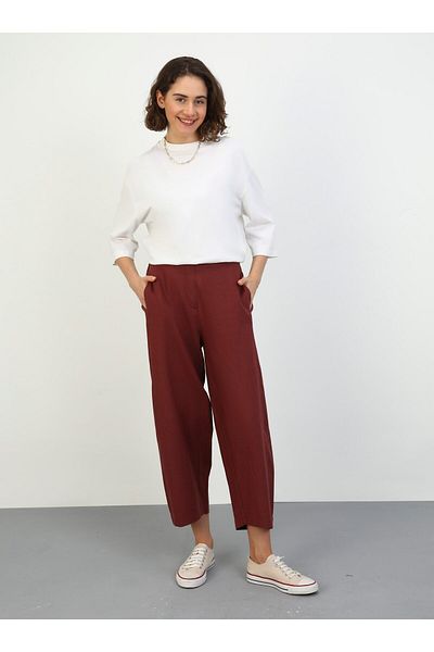 Benin Benin Brown Linen Trousers - Comfortable Fit