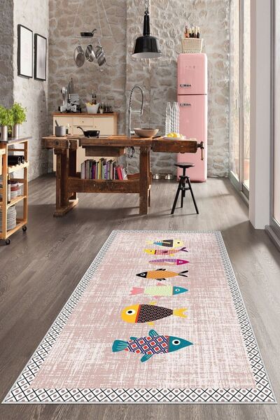 Confidence Home Dijital Baskı Yıkanabilir Kaymaz Taban Mutfak Halısı