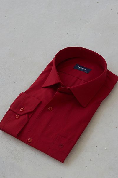 RAVANELLI Ανδρικό πουκάμισο Claret Red Cotton Blended Classic με πέτο - Εύκολο σιδέρωμα, Εφαρμογή Special Boxed G90