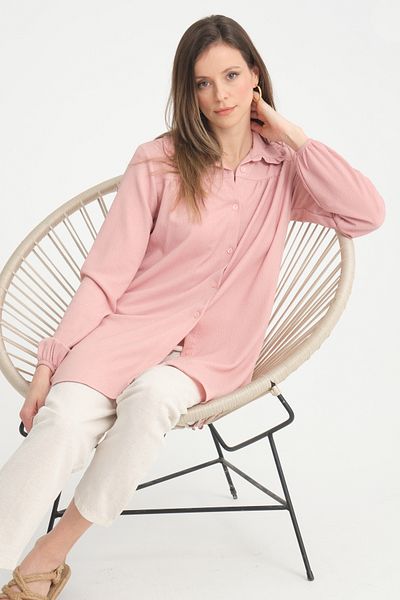 MD trend Baby Collar Gather Detailed Oversize Women's Aerobin Tunic Shirt