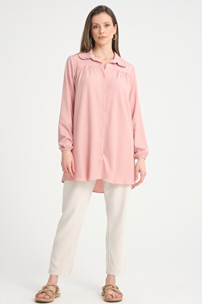 MD trend Baby Collar Gather Detailed Oversize Women's Aerobin Tunic Shirt