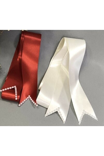 Genel Markalar Kırmızı Beyaz Incili Takı Kurdelesi Gelin Damat Düğün Kına Gec...