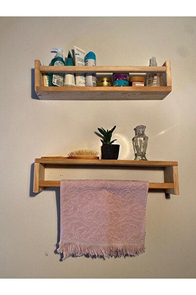 Semitaş Ahşap Raf Kitap Dergi Banyo Mutfak Rafı Ve Askılık 50cm 2 Adet