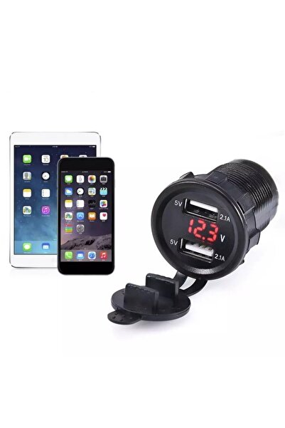 Maroces Pano Tipi Araç Şarj Voltmetreli 2’li Usb Şark Söketi Giriş 5v 1a Ve 5v 2,1a Çıkış
