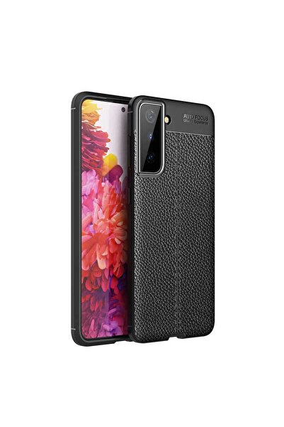 halkhouse Galaxy S21 Kılıf Kamera Koruyuculu Niss Deri Görünümlü Silikon Kapak