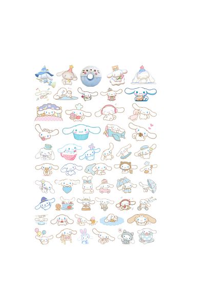 Ororabutik Σετ αυτοκόλλητων Hello Kitty Cinnamoroll 52 τμχ - Σετ αυτοκόλλητων Scrapbook Bullet Journal