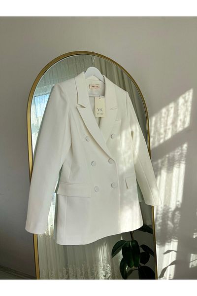 Vakar Lined Double Breasted Collar Blazer Jacket - Buttoned