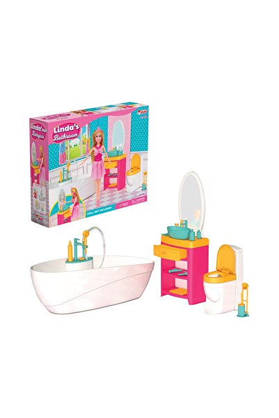 BAMTEBİ Linda'nın Banyosu Oyun Seti Küvet Dolap Klozet Ve Aksesuarlı Banyo Seti