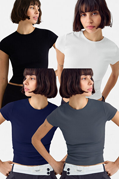 VODENS Pachet de 4 corp antracit bleumarin, alb și negru - 100% bumbac