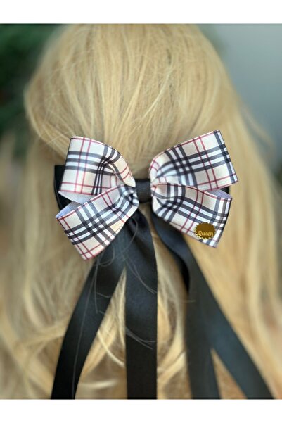 Queen Nelly Μαύρο σατέν - Πολυτελές καρό και λεπτό φιόγκο με κορδέλα με αυτόμ...