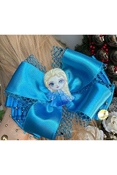 Queen Nelly Elsa Frozen - Design de lux, cu mărgele argintii și perle, cu etaje din satin albastru, Cataramă cu clemă automată cu detaliu cu fundă