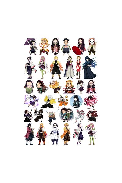 Ororabutik Σετ αυτοκόλλητων Anime Demon Slayer 35 τμχ - Σετ αυτοκόλλητων Bullet Journal και Scrapbook