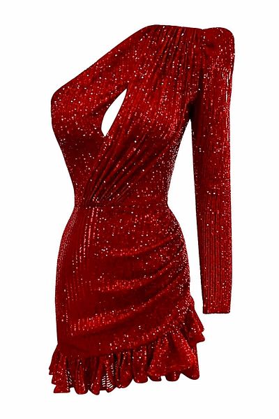 Gira official Red Sequined One Shoulder Dress