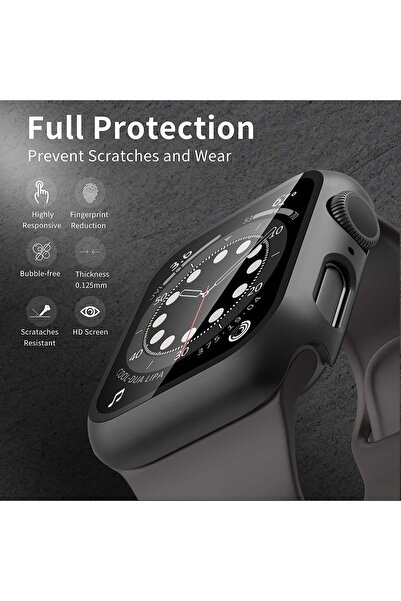 GREGOSS Apple Watch Seri 7 /8/ 9 Uyumlu 45 Mm 360 Tam Koruma Cam + Kılıf Sert Silikon Kılıf