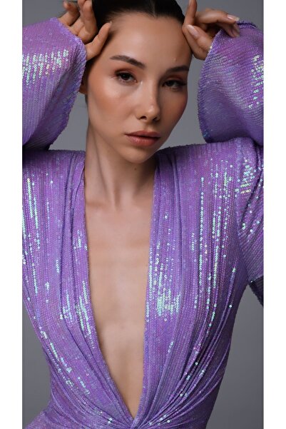 Gira official Lila Payetli Glenli Elbise