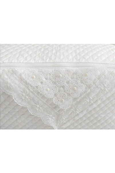 AYHOME İncili  Saten  Beyaz  Kazak  Hurcu  Kapitoneli  Çeyizlik  Bohçalık  40 x 30 x 20 Cm Küçük  Boy  Hurç