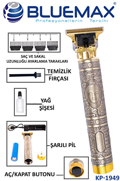 Genel Markalar Suya Dayanıklı, Şarj Göstergeli, Budha Desenli Erkek Tıraş Makinesi