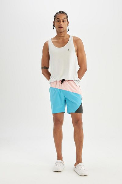 DeFacto DeFactoFit - Flexible, strukturierte, bedruckte Badeshorts in kurzer Länge B5999AX24HS