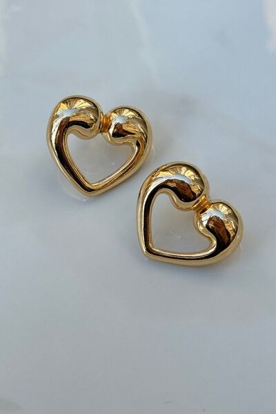 Lavian Accessories Double Heart Gold Küpe