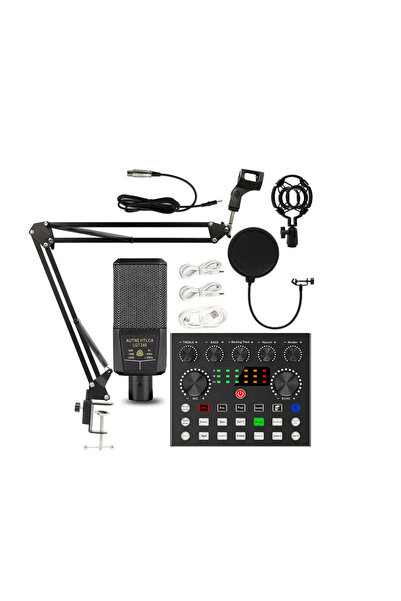 WOTOBE LGT240 Filtreli Condenser Mikrofon V8S Live Plus Ses Kartı ve Standlı Set