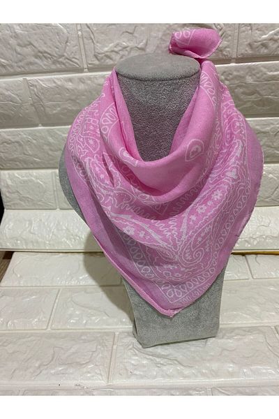 sema aksesuar Light Pink 100% Cotton Unisex Ethnic Patterned Bandana Scarf