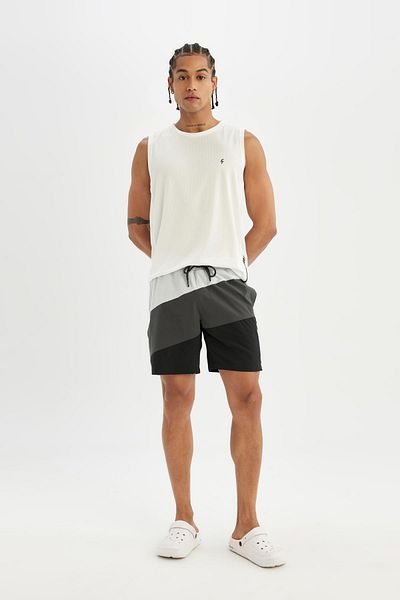 DeFacto Fit Sea Shorts – Regular Fit bedruckter Sportler, Denek Textured