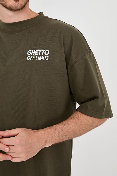 Ghetto off limits Μπλουζάκι χακί χρώματος Oversize - Σχέδιο με στάμπα Big G στην πλάτη
