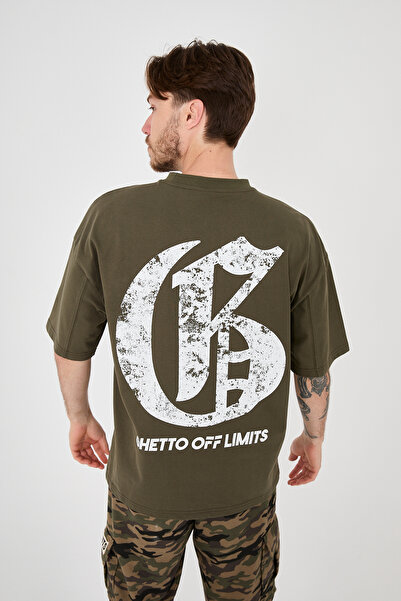 Ghetto off limits Khaki Color Oversize T-shirt - Big G Printed Back Design