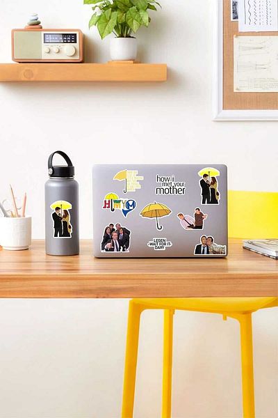 KT Decor مجموعة ملصقات PVC مكونة من 3 قطع تحت عنوان How I Met Your Mother - الهاتف والكمبيوتر اللوحي والكمبيوتر المحمول والكمبيوتر المحمول والكمبيوتر المحمول والمكتبة