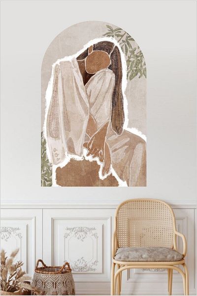 Grafikup Autocolant de perete oval boem pentru femeie abstractă Boho