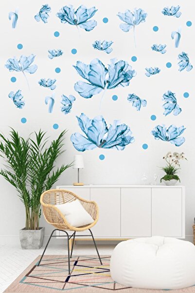 Kt Grup Lotus Çiçekleri Ve Puantiyeler Modern Duvar Sticker Seti