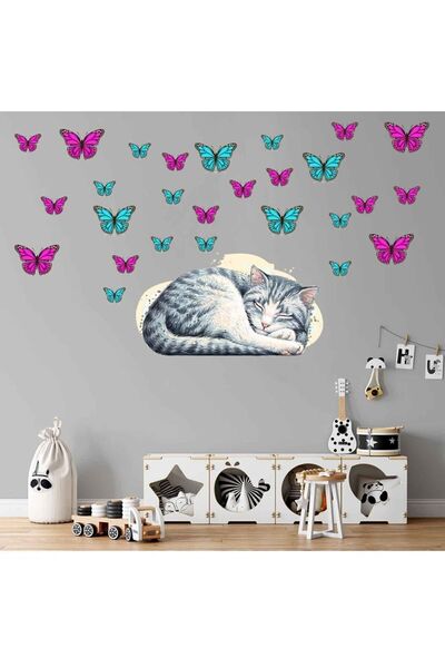 Kt Grup Set zidnih naljepnica za dečju sobu u pastelnim bojama "Spavanje mačk...