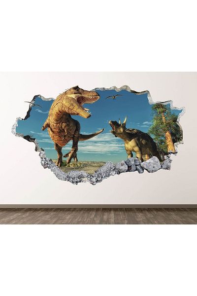 Kt Grup Autocolant de perete modern 3D cu imprimare Full HD Dinozauri sălbatice