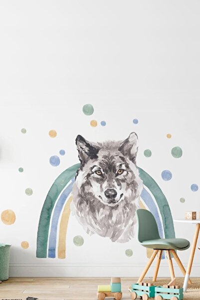 Kt Grup Pastel Renk Muhteşem Kurt Gökkuşağı Ve Puantiyeler Çocuk Odası Duvar ...
