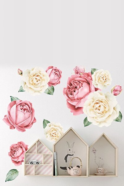 Kt Grup Pembe Sarı Çiçekler Modern Duvar Sticker Seti