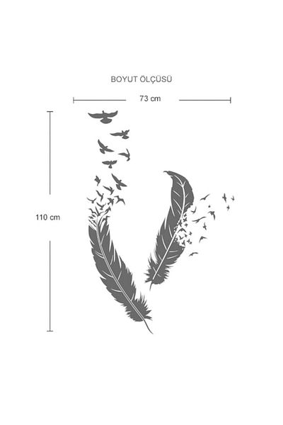 KT Decor Καλλιτεχνικό αυτοκόλλητο τοίχου Flying Bird Feathers